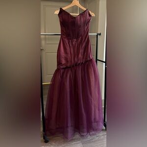 Custom Rich Dark Purple Corset and Tule Gown, Unique One of a Kind, Size S